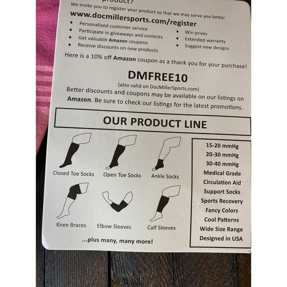 Doc Miller 1 pr Sz S Women Pink White Calf Compression Sleeve 20-30 mmHg - Picture 3 of 5